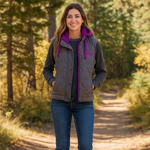 Equetech Quilted Women S Zip & Snap Close Reversible Hood Puffer Vest Outdoor - Picture 1 of 9